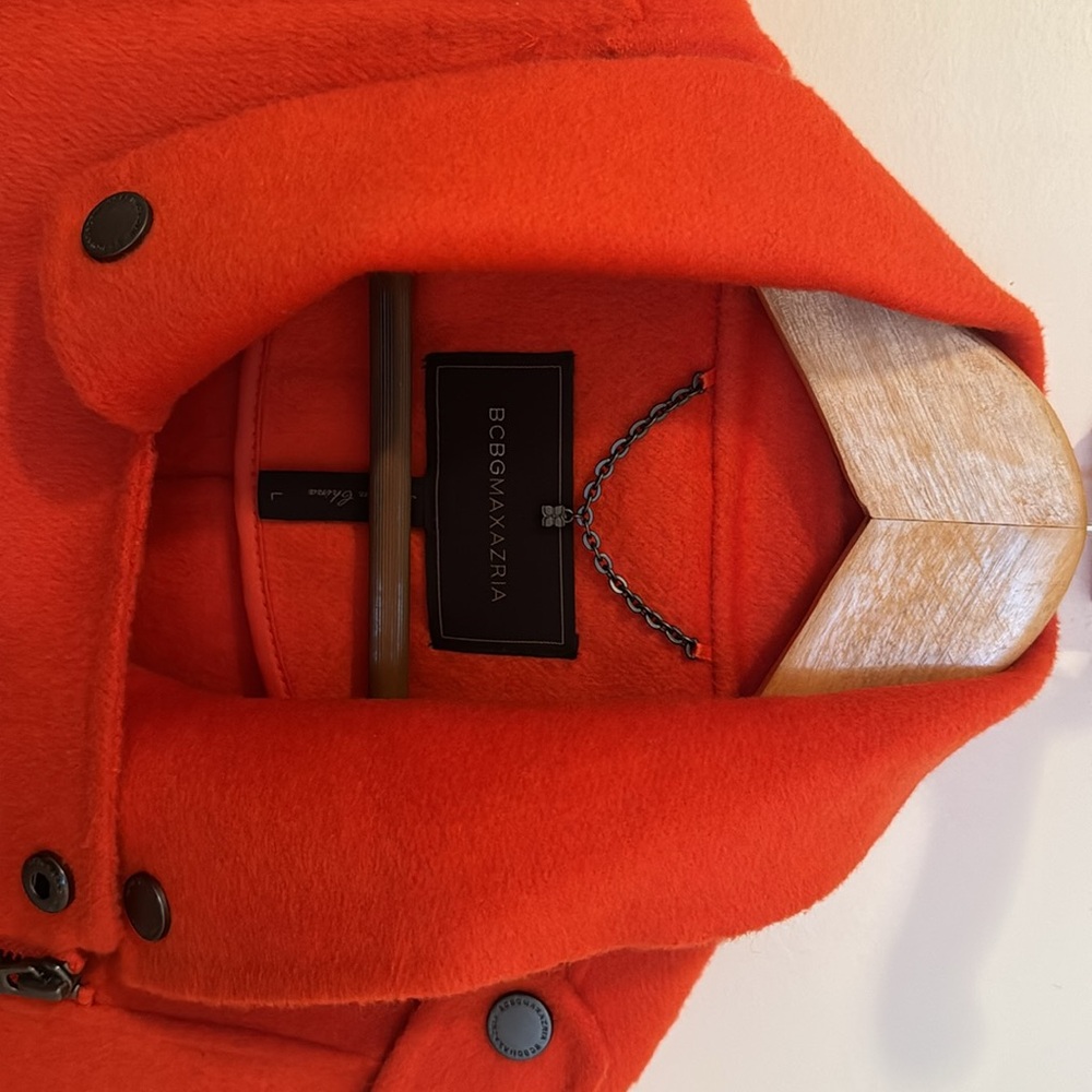 BCBG long orange felt vest/dress, size L - Picture 2 of 7